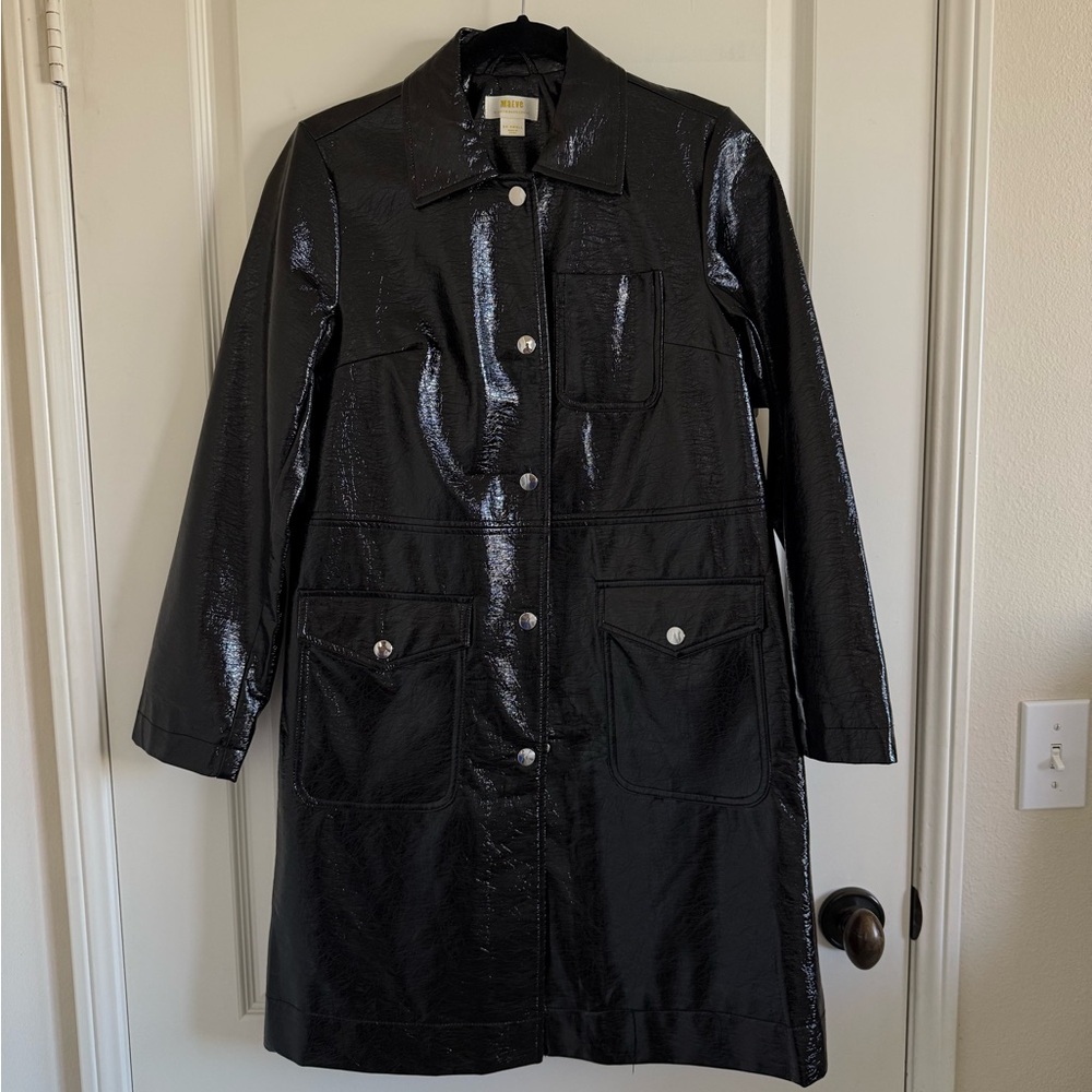 Maeve Black Shiny Trench Coat